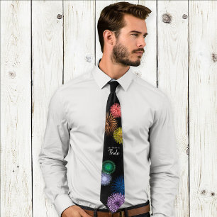 Rainbow Fireworks Celebrate Pride Month Tie