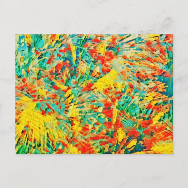 Rainbow Fireworks Celebration Art Abstract Holiday Postcard (Front)