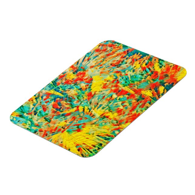 Rainbow Fireworks Celebration Art Abstract Magnet (Left Side)