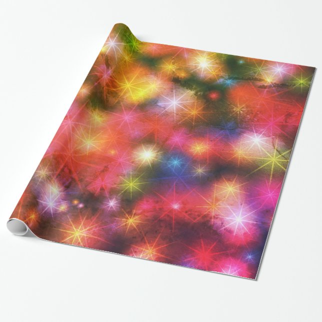 Rainbow Fireworks Colourful Festive Christmas Wrapping Paper (Unrolled)
