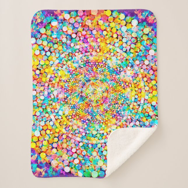 Rainbow Fireworks Sherpa Blanket (Front)