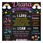 Rainbow First Birthday Party chalkboard sign
