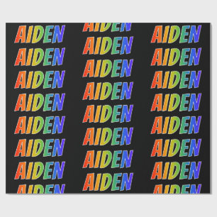 Rainbow First Name "AIDEN"; Fun & Colourful Wrapping Paper