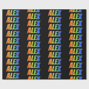 Rainbow First Name "ALEX"; Fun & Colourful Wrapping Paper