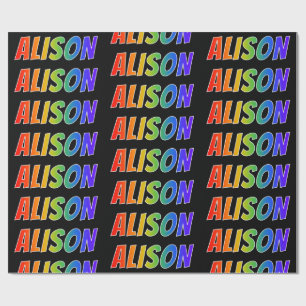 Rainbow First Name "ALISON"; Fun & Colourful Wrapping Paper