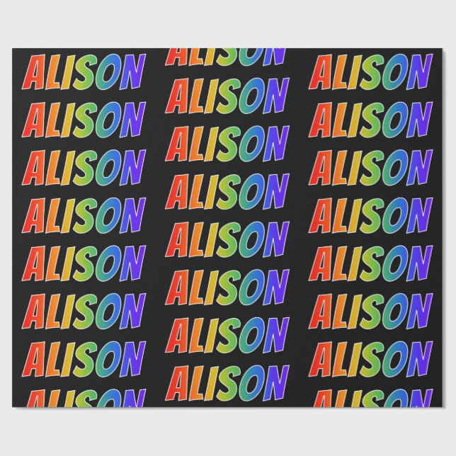 Rainbow First Name "ALISON"; Fun & Colourful Wrapping Paper (Flat)