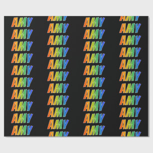 Rainbow First Name "AMY"; Fun & Colourful Wrapping Paper