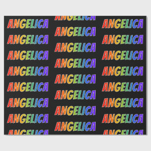 Rainbow First Name "ANGELICA"; Fun & Colourful Wrapping Paper