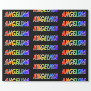 Rainbow First Name "ANGELINA"; Fun & Colourful Wrapping Paper