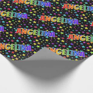 Rainbow First Name "ANGELINA" + Stars Wrapping Paper
