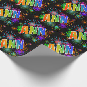 Rainbow First Name "ANN" + Fireworks Wrapping Paper