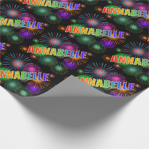 Rainbow First Name "ANNABELLE" + Fireworks Wrapping Paper