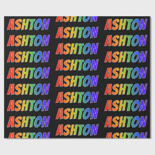 Rainbow First Name "ASHTON"; Fun & Colourful Wrapping Paper
