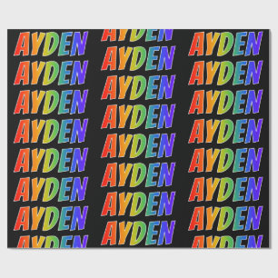 Rainbow First Name "AYDEN"; Fun & Colourful Wrapping Paper