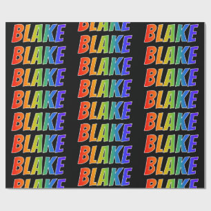 Rainbow First Name "BLAKE"; Fun & Colourful Wrapping Paper
