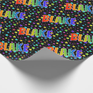 Rainbow First Name "BLAKE" + Stars Wrapping Paper
