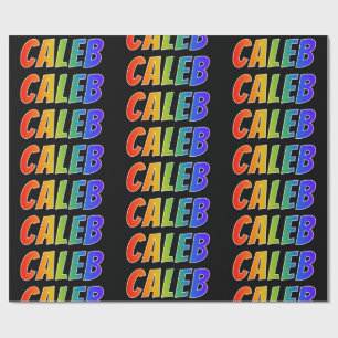 Rainbow First Name "CALEB"; Fun & Colourful Wrapping Paper