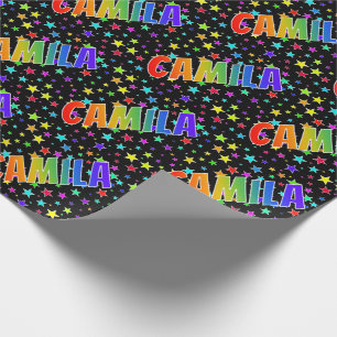 Rainbow First Name "CAMILA" + Stars Wrapping Paper