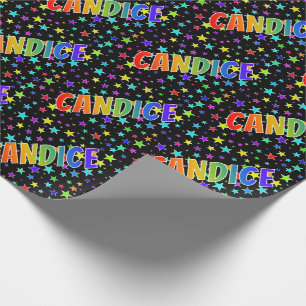 Rainbow First Name "CANDICE" + Stars Wrapping Paper