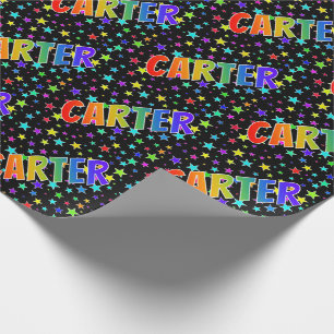 Rainbow First Name "CARTER" + Stars Wrapping Paper