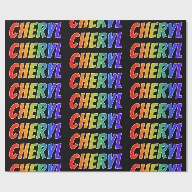 Rainbow First Name "CHERYL"; Fun & Colourful Wrapping Paper (Flat)