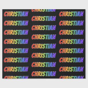 Rainbow First Name "CHRISTIAN"; Fun & Colourful Wrapping Paper