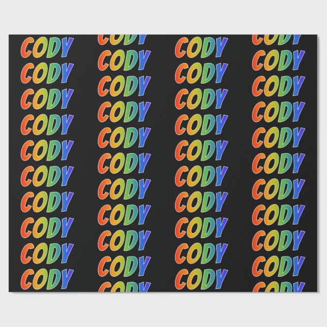 Rainbow First Name "CODY"; Fun & Colourful Wrapping Paper (Flat)