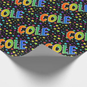 Rainbow First Name "COLE" + Stars Wrapping Paper