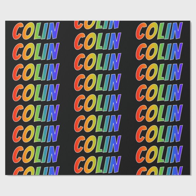 Rainbow First Name "COLIN"; Fun & Colourful Wrapping Paper (Flat)