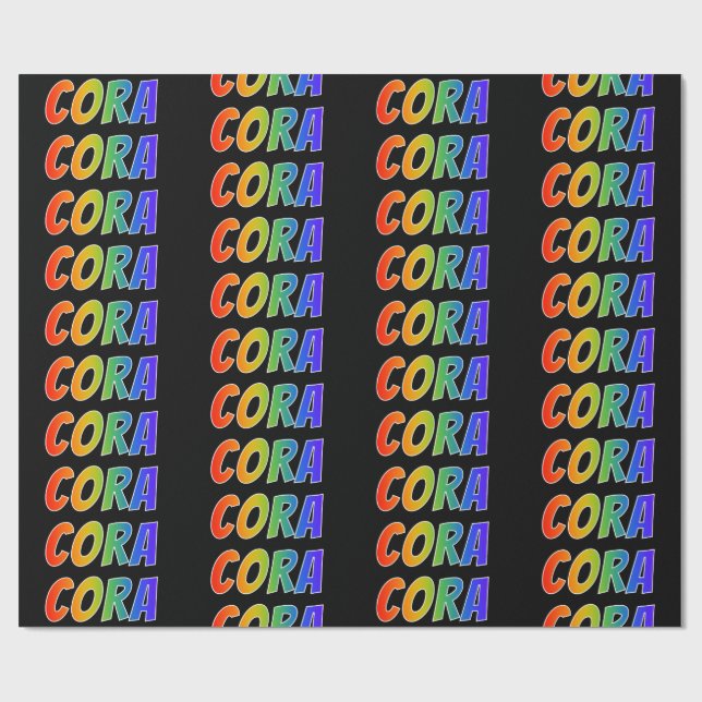 Rainbow First Name "CORA"; Fun & Colourful Wrapping Paper (Flat)
