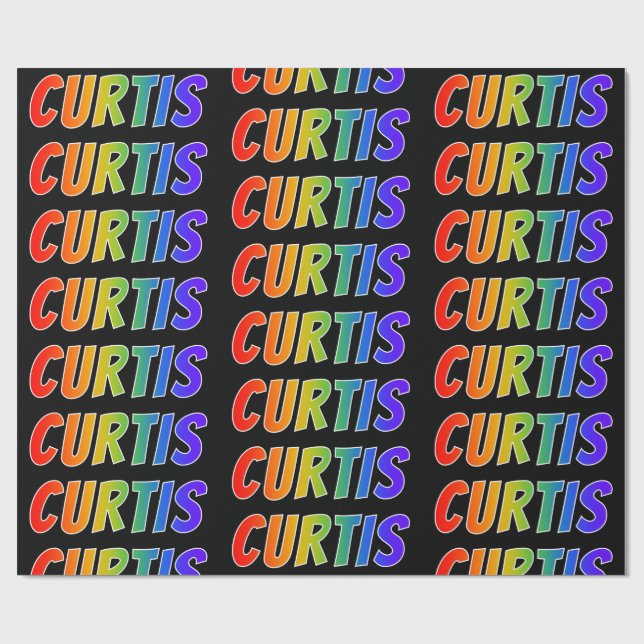 Rainbow First Name "CURTIS"; Fun & Colourful Wrapping Paper (Flat)
