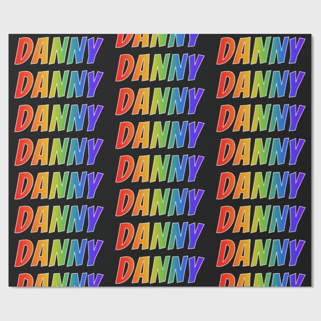 Rainbow First Name "DANNY"; Fun & Colourful Wrapping Paper (Flat)