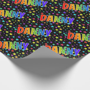 Rainbow First Name "DANNY" + Stars Wrapping Paper