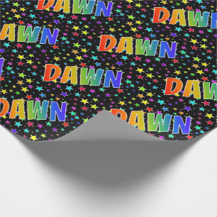 Rainbow First Name "DAWN" + Stars Wrapping Paper