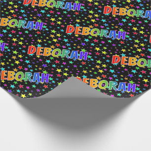 Rainbow First Name "DEBORAH" + Stars Wrapping Paper