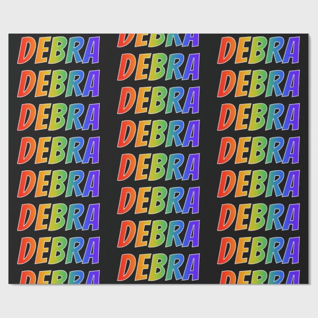 Rainbow First Name "DEBRA"; Fun & Colourful Wrapping Paper (Flat)