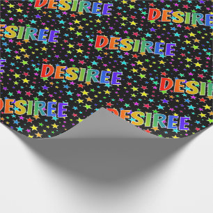 Rainbow First Name "DESIREE" + Stars Wrapping Paper