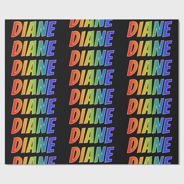 Rainbow First Name "DIANE"; Fun & Colourful Wrapping Paper (Flat)