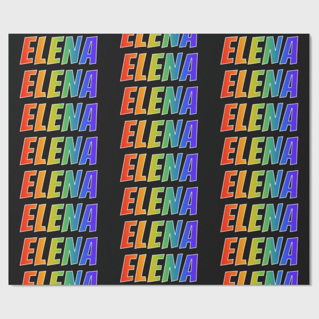 Rainbow First Name "ELENA"; Fun & Colourful Wrapping Paper (Flat)