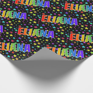 Rainbow First Name "ELIANA" + Stars Wrapping Paper