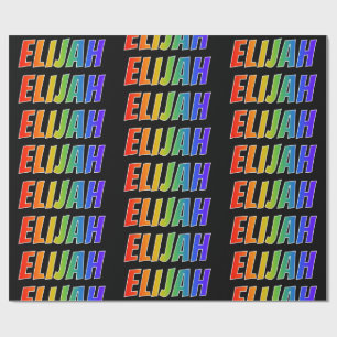 Rainbow First Name "ELIJAH"; Fun & Colourful Wrapping Paper
