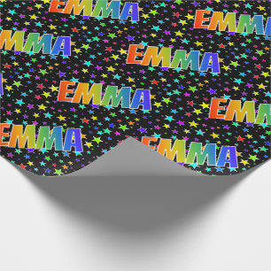 Rainbow First Name "EMMA" + Stars Wrapping Paper