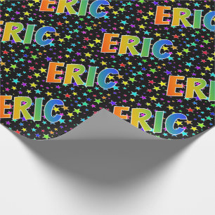 Rainbow First Name "ERIC" + Stars Wrapping Paper