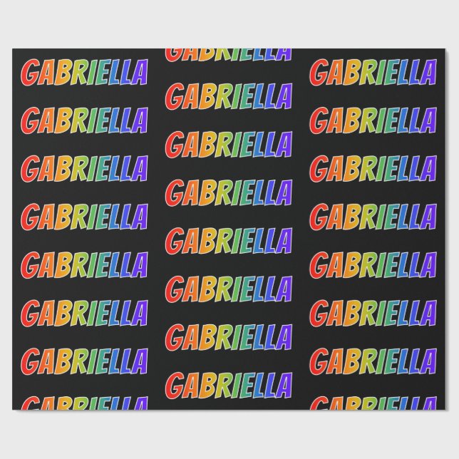 Rainbow First Name "GABRIELLA"; Fun & Colourful Wrapping Paper (Flat)