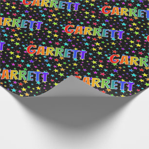 Rainbow First Name "GARRETT" + Stars Wrapping Paper