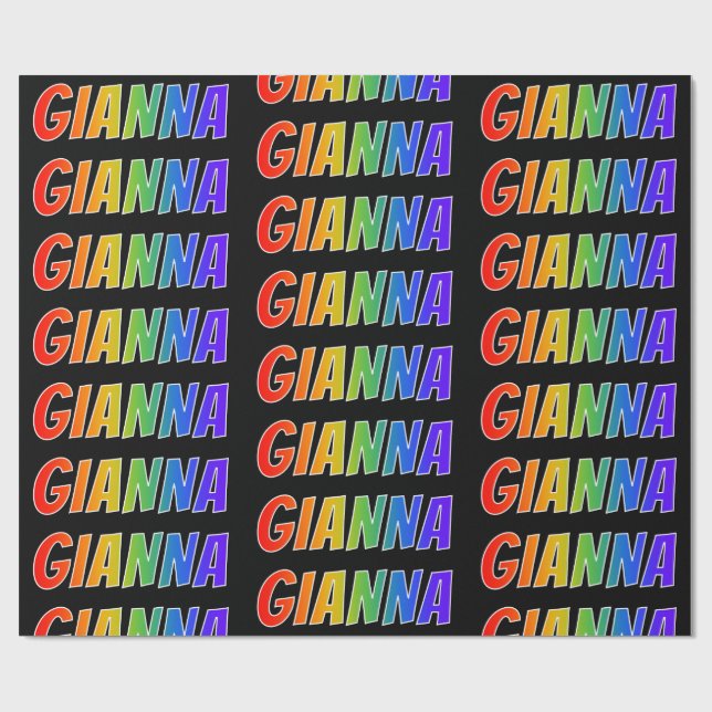 Rainbow First Name "GIANNA"; Fun & Colourful Wrapping Paper (Flat)