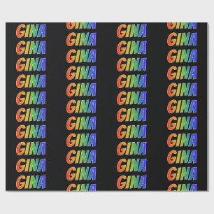 Rainbow First Name "GINA"; Fun & Colourful Wrapping Paper
