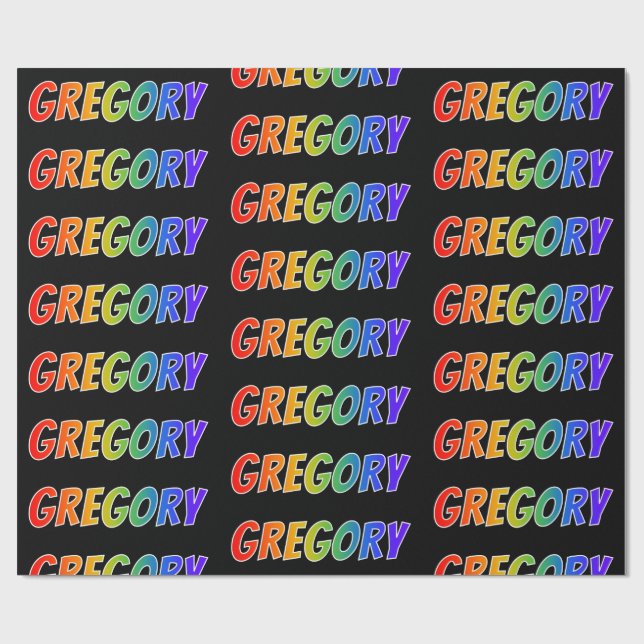 Rainbow First Name "GREGORY"; Fun & Colourful Wrapping Paper (Flat)