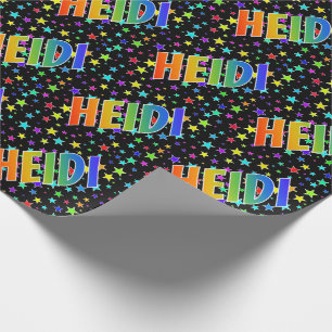 Rainbow First Name "HEIDI" + Stars Wrapping Paper