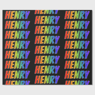 Rainbow First Name "HENRY"; Fun & Colourful Wrapping Paper